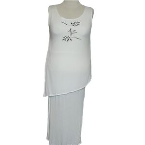 WHITE & Grey Art to Wear Summer Column Dress Size Large - Cheryl Lynn